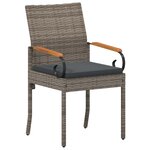 vidaXL Chaises de jardin avec coussin 4 Pièces Gris et Gris foncé