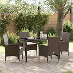 vidaXL Ensemble de salle à manger pour jardin 5 Pièces Marron Poly rotin