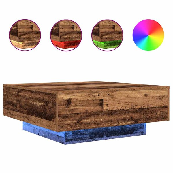 vidaXL Table Basse Bois vieilli Bleu 80 x 80 x 31 cm Bois d'ingénierie