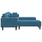 vidaXL Canapé en velours avec coussin 3 Pièces Bleu 208 cm Velours
