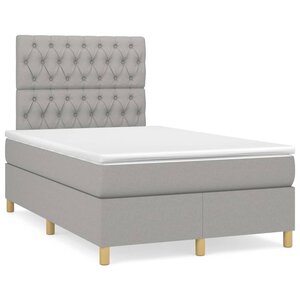 vidaXL Sommier à lattes de lit avec matelas Gris clair 120x200cm Tissu