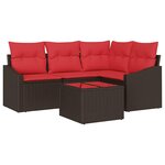 vidaXL Ensemble de Canapés avec coussin 5 Pièces Marron polyrotin