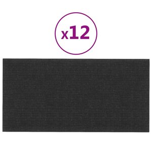 vidaXL Panneaux muraux 12 Pièces Noir 60x30 cm Tissu 2 16 m²