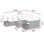 vidaXL Ensemble de canapé de jardin 9 Pièces Beige Rouge 55 x 55 x 37 cm