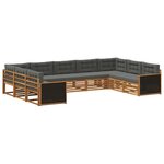 vidaXL Ensemble de canapés d'extérieur 9 pc Naturel et Anthracite