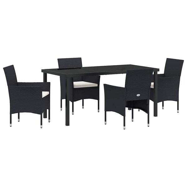 vidaXL Ensemble de salle à manger pour jardin 5 Pièces Noir Poly rotin