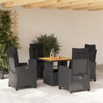 vidaXL Ensemble à manger de jardin coussins 5Pièces Noir Résine tressée
