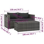 vidaXL Salon de jardin avec coussins 6 Pièces Résine tressée Gris