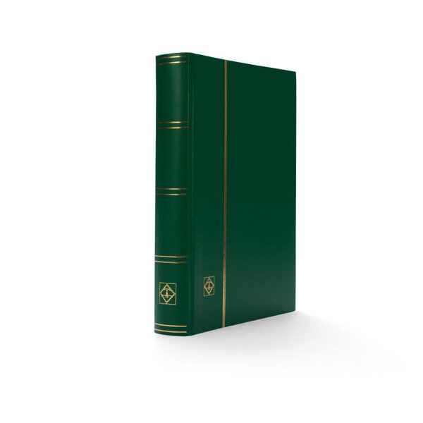 Classeur à bandes pour timbres 64 pages blanches. Couleur - Vert