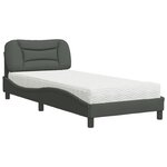 vidaXL Lit avec matelas Hvar gris foncé 90x190 cm tissu