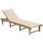 vidaXL Chaise longue pliable avec coussin Bois d'acacia solide