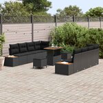vidaXL Ensemble de canapé de jardin 11 Pièces Noir Poly rotin