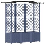 vidaXL Lit Élevé avec Treillis et Toit Gris 163 x 40 x 138 cm PP