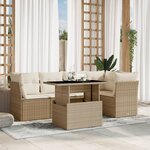 vidaXL Salon de jardin avec coussins 6 Pièces beige résine tressée