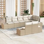 vidaXL Ensemble de canapés de jardin 8 pièces avec coussins  beige  rotin synthétique
