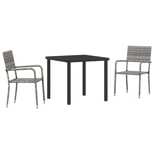 vidaXL Ensemble de jardin 3 pièces Gris Poly Rattan