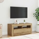 vidaXL Meuble TV avec lumières LED chêne artisanal bois d'ingénierie