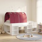 vidaXL Cadre de lit avec tunnel 3 Pièces Blanc et rouge Bois d'ingénierie
