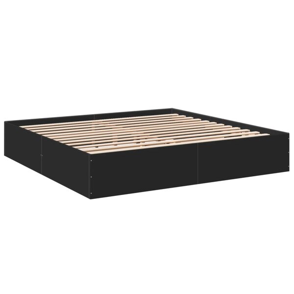 vidaXL Cadre de lit noir 200x200 cm bois d'ingénierie