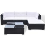 Salon de jardin meuble d'extérieur ensemble de mobilier 5 pièces avec coussins résine tressée noir 02_0016482