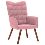 vidaXL Chaise de relaxation avec tabouret Rose Velours