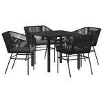vidaXL Ensemble de Salle à Manger de Jardin 5 Pièces avec Coussins en Poly Rattan Noir