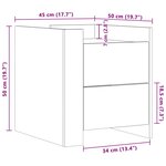 vidaXL Table de chevet chêne sonoma 45x50x50 cm bois d’ingénierie