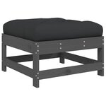 vidaXL Repose-pieds de jardin coussins lot de 2 gris bois pin massif