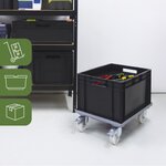 Pack and Move - Lot Bacs Gerbables 20L 40L 60L x 1 - Charge 20 kg - 1 Chariot Transport à Roulettes - Déménagement et Transport - Réutilisable