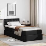 vidaXL Lit avec rangement et LED Noir 90 x 200 cm Cuir synthétique