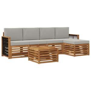 vidaXL Ensemble de canapés d'extérieur 6 pc Naturel et gris clair