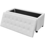 vidaXL Pouf de rangement Cuir synthétique Blanc