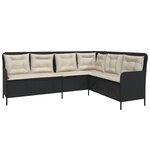 vidaXL Canapé de jardin et coussins en forme de L noir résine tressée