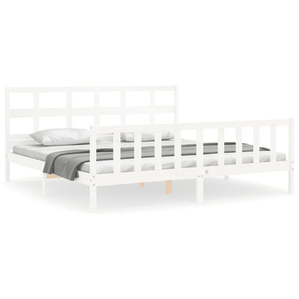 vidaXL Cadre de lit sans matelas blanc 200x200 cm bois massif de pin