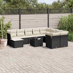 vidaXL Salon de jardin 11 Pièces avec coussins noir résine tressée
