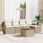 vidaXL Ensemble de canapé de jardin 6 Pièces Beige  blanc