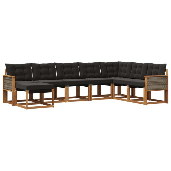 vidaXL Ensemble de canapés d'extérieur 8 pc Naturel et noir