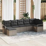 vidaXL Ensemble de canapé de jardin avec coussin 7 Pièces Gris