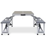 vidaXL Table pliable de camping avec 4 sièges Acier Aluminium