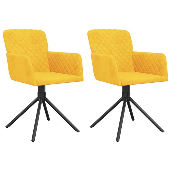 vidaXL Chaises pivotantes à manger lot de 2 Jaune Velours