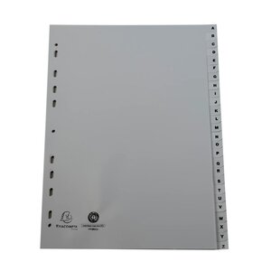 Intercalaires Imprimés Alphabétiques Pp Recyclé - Az 26 Positions - A4 - Gris - Exacompta