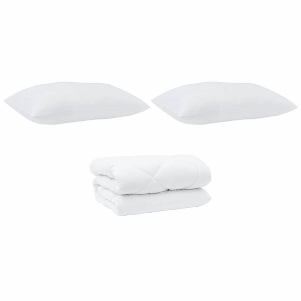 vidaXL Couette avec Oreillers 3 Pièces Blanc Microfibre et Plumes D'oie