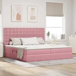 vidaXL Lit de rangement LED avec matelas Rose 200 x 200 cm Velours