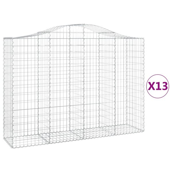 vidaXL Paniers à gabions arqués 13 Pièces 200x50x140/160 cm Fer galvanisé