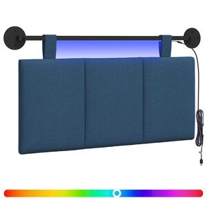 vidaXL Tête de lit suspendue Avec lumière LED Bleu Tissu