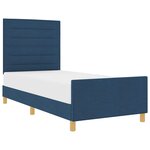 vidaXL Cadre de lit avec tête de lit Bleu 90 x 190 cm tissu