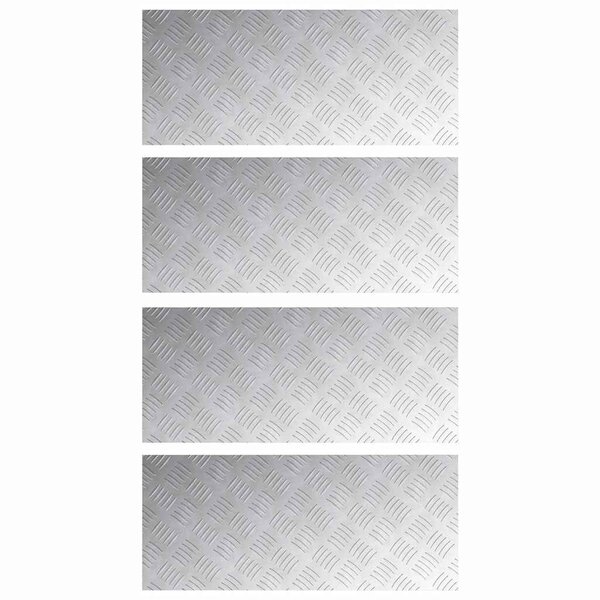 vidaXL Plaques à damier 4 Pièces Argent 70 x 30 cm Aluminium