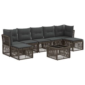 vidaXL Ensemble de canapé de jardin 8 Pièces Gris polyrotin