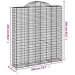 vidaXL Panier de gabions arqué 200x50x220/240 cm Fer galvanisé