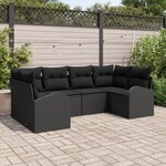 vidaXL Ensemble de Canapé de Jardin 6 Pièces avec Coussins Noir Rattan Synthétique